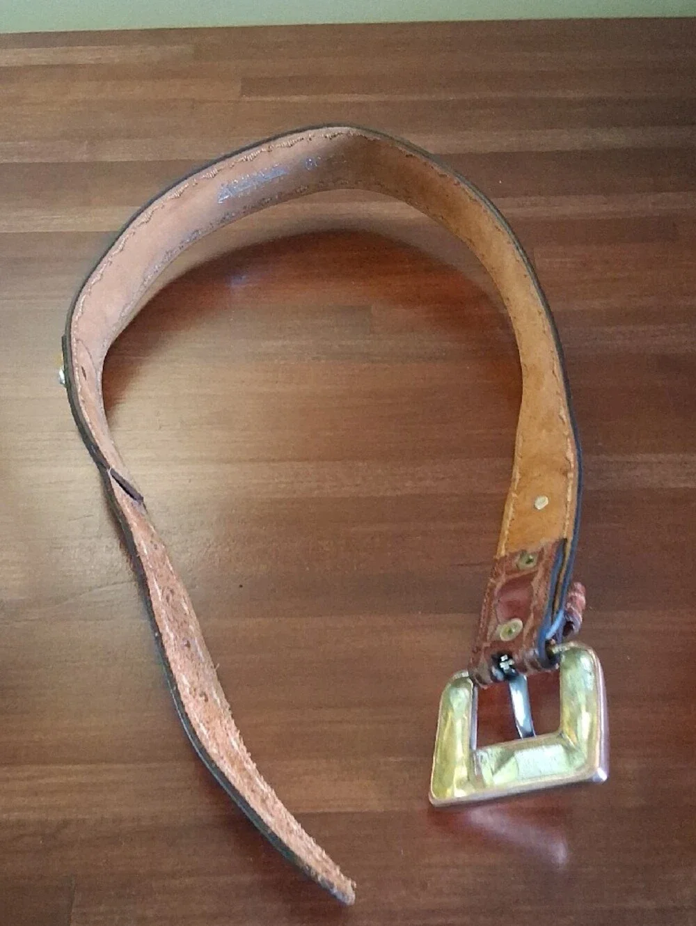VTG Doppia Vita Western Leather Brown Stitch 80s MCM Italy Buckle 80/30